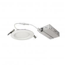  NEFLINTW-R4MPWLE4 - 4" FLIN Round Wafer LED Downlight with Selectable CCT, Matte Powder White Finish, 120-277V