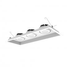  NMRT3-3RL530FWW - Three-Head Flanged LED Multiple Lighting Trim, 3500lm per Head w/ Flood Optic, 3000K, Regressed