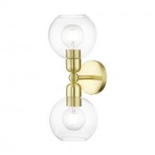  16972-12 - 2 Light Satin Brass Sphere Vanity Sconce