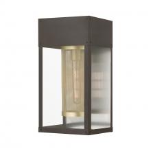  20762-07 - 1 Light Bronze with Soft Gold Candle and Brushed Nickel Stainless Steel Reflector Outdoor Wall Lant