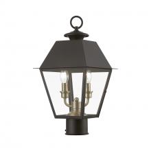  27216-07 - 2 Light Bronze with Antique Brass Finish Cluster Outdoor Medium Post Top Lantern