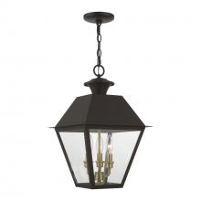  27220-07 - 3 Light Bronze with Antique Brass Finish Cluster Outdoor Large Pendant Lantern