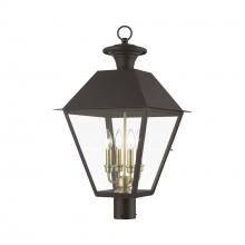  27223-07 - 4 Light Bronze with Antique Brass Finish Cluster Outdoor Extra Large Post Top Lantern