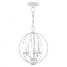  40913-03 - 3 Light White Globe Convertible Mini Chandelier/ Semi-Flush