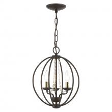  40913-07 - 3 Light Bronze with Antique Brass Finish Candles Globe Convertible Mini Chandelier/ Semi-Flush