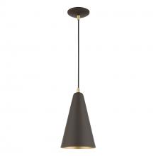  41175-07 - 1 Light Bronze with Antique Brass Accents Mini Pendant