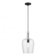  41237-04 - 1 Light Black with Brushed Nickel Accent Single Pendant