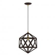  41328-07 - 1 Light Bronze with Antique Brass Accents Pendant