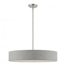  46145-91 - 5 Light Brushed Nickel with Shiny White Accents Large Drum Pendant