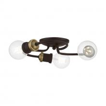  46383-07 - 3 Light Bronze with Antique Brass Accents Flush Mount