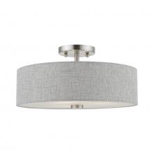  46743-91 - 3 Light Brushed Nickel with Shiny White Accents Semi-Flush