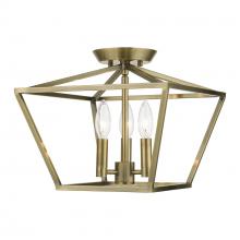  49430-01 - 3 Light Antique Brass Square Semi-Flush