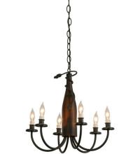  121456 - 18"W Tuscan Vineyard Frosted Amber 6 LT Wine Bottle Chandelier