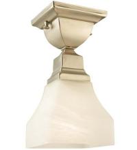  129075 - 5" Square Bungalow White Alabaster Swirl Flushmount