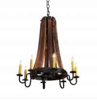 Meyda Green 224987 - 24" Wide Barrel Stave Madera 8 Light Chandelier