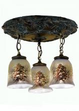  49537 - 17" Wide Pinecone 3 Light Hand Painted Semi-Flushmount