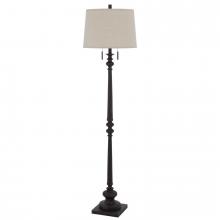  BO-3024FL - 60W x 2 Torrington resin floor lamp with pull chain switch and hardback linen shade