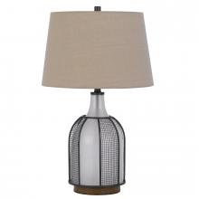  BO-3124TB - 100W Morgan glass table lamp with a 2W LED night light, mesh guard design and taper drum linen