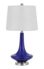  BO-2960TB-2 - 100W Kleve Glass Table Lamp With Taper Drum Hardback Linen Shade