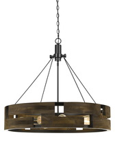  FX-3670-9 - 60W X 9 Bradford Metal And Wood Chandelier (Edison Bulbs Not included)