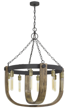  FX-3730-8 - 60W X 8 Apulia Metal/Wood Chandelier (Edison Bulbs Are Not included)