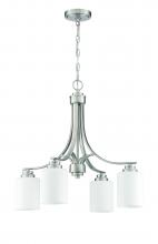  50524-BNK-WG - Bolden 4 Light Chandelier in Brushed Polished Nickel (White Glass)