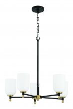  60325-FBSB - Council 5 Light Chandelier in Flat Black/Satin Brass