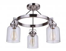  53653-BNK - Foxwood 3 Light Convertible Semi Flush in Brushed Polished Nickel