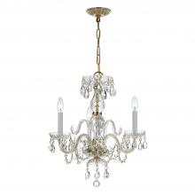  5044-PB-CL-I - Traditional Crystal 3 Light Clear Italian Crystal Polished Brass Mini Chandelier