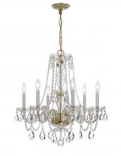  5086-PB-CL-I - Traditional Crystal 6 Light Clear Italian Crystal Polished Brass Chandelier