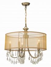  5625-AB - Hampton 5 Light Drum Shade Antique Brass Chandelier