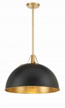  SOT-18015-MK-GA - Soto 1 Light Matte Black + Antique Gold Pendant