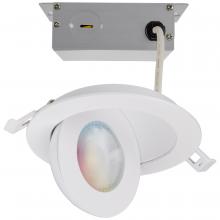  S11293 - 9 Watt; LED Gimbaled Downlight; 4 Inch; RGB & Tunable White; Round; Starfish IOT; White Finish; 650