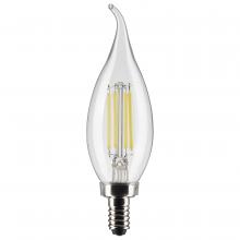  S21841 - 4 Watt CA10 LED; Clear; Candelabra Base; 3000K; 350 Lumens; 120 Volt; 2-Pack