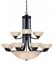  206-78 - Fireside 12+3Lt 2 Tier Bowl Chandelier Bolivian