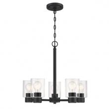  6115300 - 5 Light Chandelier Matte Black Finish Clear Glass