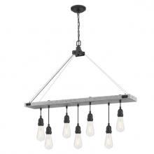  6116400 - 7 Light Chandelier Antique Ash Finish with Matte Brushed Gun Metal Accents