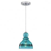  6118900 - Mini Pendant Brushed Nickel Finish Turquoise Glass