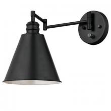  6125400 - 1 Light Swing Arm Wall Fixture with On/Off Switch Matte Black Finish