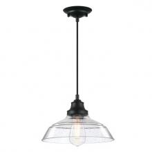  6132200 - Pendant Matte Black Finish Clear Seeded Glass