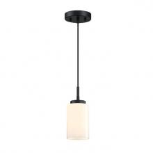  6135400 - Mini Pendant Black Finish White Opal Glass