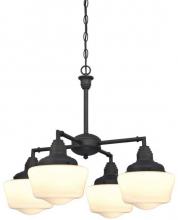  6342000 - 4 Light Chandelier/Semi-Flush Oil Rubbed Bronze Finish White Opal Glass