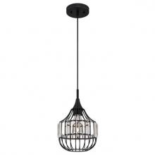  6363100 - Mini Pendant Matte Black Finish Crystal Prism Cage Shade