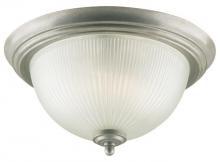  6432300 - 13 in. 2 Light Flush Pewter Patina Finish Frosted Ribbed Glass