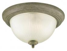  6436100 - 13 in. 2 Light Flush Cobblestone Finish Frosted Ribbed Glass