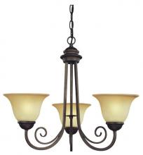  6658700 - 3 Light Chandelier Ebony Bronze Finish Aged Alabaster Glass