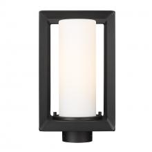  2073-OPST NB-OP - Smyth NB Post Mount - Outdoor in Natural Black with Opal Glass Shade