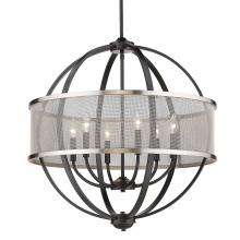  3167-6 BLK-PW - Colson BLK 6 Light Chandelier (with Pewter shade) in Matte Black