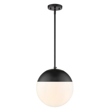  3218-L BLK-BLK - Dixon Pendant in Matte Black with Opal Glass and Matte Black Cap