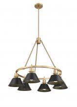  3306-6 BCB-BLK - Orwell BCB 6 Light Chandelier in Brushed Champagne Bronze with Matte Black shades